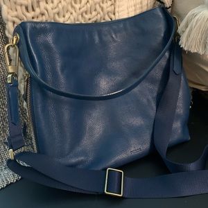 Fossil Maya Leather Hobo Crossbody in Bright Blue